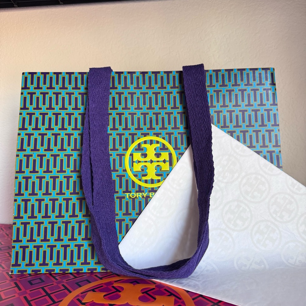 Tory Burch Gift Shopping Bag Tote 12" x 9" x 5" & Logo Paper Tissue